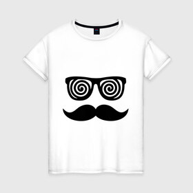 Женская футболка хлопок с принтом Хипстер в Петрозаводске, 100% хлопок | прямой крой, круглый вырез горловины, длина до линии бедер, слегка спущенное плечо | 