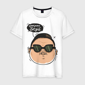 Мужская футболка хлопок с принтом Gangnam Style в Петрозаводске, 100% хлопок | прямой крой, круглый вырез горловины, длина до линии бедер, слегка спущенное плечо. | 