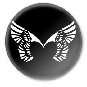 Значок с принтом Placebo logo в Петрозаводске,  металл | круглая форма, металлическая застежка в виде булавки | Тематика изображения на принте: placebo logo | белые крылья | крылья и сердце | музыка | сердца