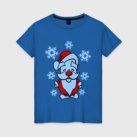 Женская футболка хлопок с принтом Дед Мороз в снегу в Петрозаводске, 100% хлопок | прямой крой, круглый вырез горловины, длина до линии бедер, слегка спущенное плечо | 2014 год | дед мороз и снегновый год | дедушка  мороз | новогодний подарок | с новым годом | санта | снег | снежинки