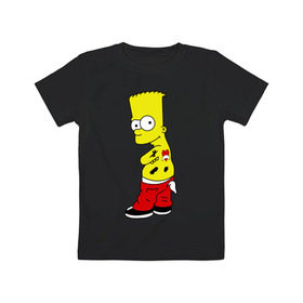 Детская футболка хлопок с принтом Барт в татуировках в Петрозаводске, 100% хлопок | круглый вырез горловины, полуприлегающий силуэт, длина до линии бедер | барт в татуировках | кино | мультфильмы и тв | симпсоны | тату