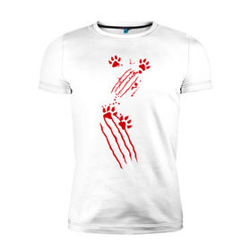 Мужская футболка премиум с принтом Нападение кота в Петрозаводске, 92% хлопок, 8% лайкра | приталенный силуэт, круглый вырез ворота, длина до линии бедра, короткий рукав | злой кот | когти | кошки | лапки | лапы | нападение кота | прикольные картинки | царапины