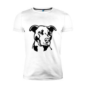 Мужская футболка премиум с принтом Питбуль (Pitbull) в Петрозаводске, 92% хлопок, 8% лайкра | приталенный силуэт, круглый вырез ворота, длина до линии бедра, короткий рукав | друг человека | животные | пес | питбуль (pitbull) | прикольные картинки | силуэт пса | собака