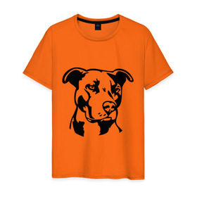Мужская футболка хлопок с принтом Питбуль (Pitbull) в Петрозаводске, 100% хлопок | прямой крой, круглый вырез горловины, длина до линии бедер, слегка спущенное плечо. | друг человека | животные | пес | питбуль (pitbull) | прикольные картинки | силуэт пса | собака