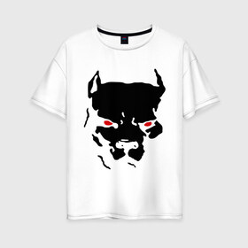 Женская футболка хлопок Oversize с принтом Стаффордширский терьер в Петрозаводске, 100% хлопок | свободный крой, круглый ворот, спущенный рукав, длина до линии бедер
 | media | глаза | животные | красные глаза | пес | прикольные картинки | собака | старфорширдский терьер
