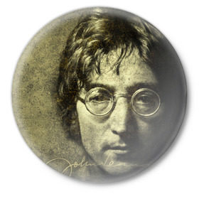 Значок с принтом Джон Леннон в Петрозаводске,  металл | круглая форма, металлическая застежка в виде булавки | 