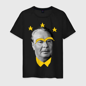 Мужская футболка хлопок с принтом Брежнев в Петрозаводске, 100% хлопок | прямой крой, круглый вырез горловины, длина до линии бедер, слегка спущенное плечо. | банан
