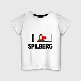 Детская футболка хлопок с принтом Саша Спилберг в Петрозаводске, 100% хлопок | круглый вырез горловины, полуприлегающий силуэт, длина до линии бедер | Тематика изображения на принте: i love spilberg | sasha spilberg | видеоблоггер | люблю спилберг | саша спилберг