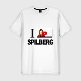 Мужская футболка премиум с принтом Саша Спилберг в Петрозаводске, 92% хлопок, 8% лайкра | приталенный силуэт, круглый вырез ворота, длина до линии бедра, короткий рукав | i love spilberg | sasha spilberg | видеоблоггер | люблю спилберг | саша спилберг
