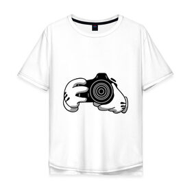 Мужская футболка хлопок Oversize с принтом Фотограф в Петрозаводске, 100% хлопок | свободный крой, круглый ворот, “спинка” длиннее передней части | swag фотографов | корпораций | профессии | руки | фото | фотограф