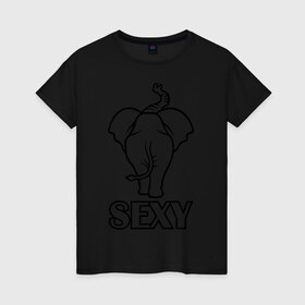 Женская футболка хлопок с принтом Sexy (секси) в Петрозаводске, 100% хлопок | прямой крой, круглый вырез горловины, длина до линии бедер, слегка спущенное плечо | животные | прикольные картинки