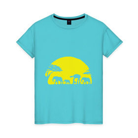Женская футболка хлопок с принтом Слоники в Петрозаводске, 100% хлопок | прямой крой, круглый вырез горловины, длина до линии бедер, слегка спущенное плечо | африканский | африканское солнце | животные | слоны  на фоне солнца | солнце | этнический