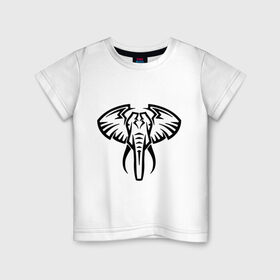 Детская футболка хлопок с принтом Слон тату в Петрозаводске, 100% хлопок | круглый вырез горловины, полуприлегающий силуэт, длина до линии бедер | большой слон | голова слона | животные | прикольные картинки | силуэт слона | слон тату | трайбл