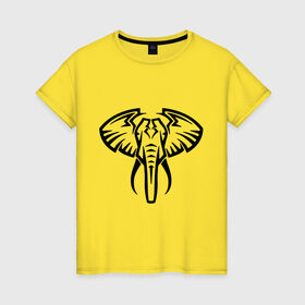 Женская футболка хлопок с принтом Слон тату в Петрозаводске, 100% хлопок | прямой крой, круглый вырез горловины, длина до линии бедер, слегка спущенное плечо | большой слон | голова слона | животные | прикольные картинки | силуэт слона | слон тату | трайбл