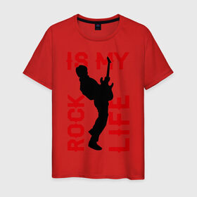 Мужская футболка хлопок с принтом Rock is my life (Рок-это моя жизнь) в Петрозаводске, 100% хлопок | прямой крой, круглый вырез горловины, длина до линии бедер, слегка спущенное плечо. | rock | рок