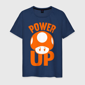 Мужская футболка хлопок с принтом Mario power up в Петрозаводске, 100% хлопок | прямой крой, круглый вырез горловины, длина до линии бедер, слегка спущенное плечо. | nintendo | марио | нинтендо
