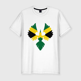 Мужская футболка премиум с принтом Jamaica bird в Петрозаводске, 92% хлопок, 8% лайкра | приталенный силуэт, круглый вырез ворота, длина до линии бедра, короткий рукав | флаг | ямайка птица