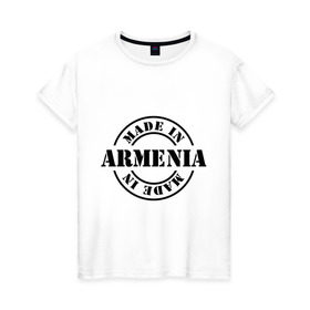 Женская футболка хлопок с принтом Made in Armenia (сделано в Армении) в Петрозаводске, 100% хлопок | прямой крой, круглый вырез горловины, длина до линии бедер, слегка спущенное плечо | made in armenia | армения | сделано в армении | туристические