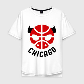 Мужская футболка хлопок Oversize с принтом Chicago bull в Петрозаводске, 100% хлопок | свободный крой, круглый ворот, “спинка” длиннее передней части | 