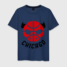Мужская футболка хлопок с принтом Chicago bull в Петрозаводске, 100% хлопок | прямой крой, круглый вырез горловины, длина до линии бедер, слегка спущенное плечо. | Тематика изображения на принте: 