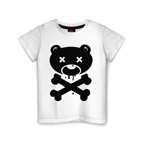 Детская футболка хлопок с принтом Мертвый медведь в Петрозаводске, 100% хлопок | круглый вырез горловины, полуприлегающий силуэт, длина до линии бедер | зомби