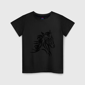 Детская футболка хлопок с принтом Голова лошади в Петрозаводске, 100% хлопок | круглый вырез горловины, полуприлегающий силуэт, длина до линии бедер | голова лошади | животные | конь | лошадка | силуэт лошади