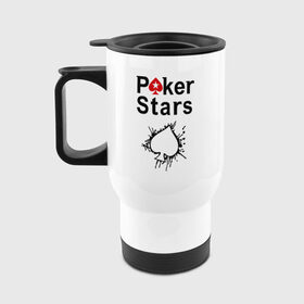 Авто-кружка с принтом Poker Stars в Петрозаводске, корпус - металл, ручка и крышка - пластик | Емкость: 500 мл, Высота: 16 см, Диаметр верх: 9 см, Диаметр низ: 7 см | pokerstars