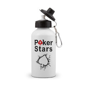 Бутылка спортивная с принтом Poker Stars в Петрозаводске, металл | емкость — 500 мл, в комплекте две пластиковые крышки и карабин для крепления | Тематика изображения на принте: pokerstars
