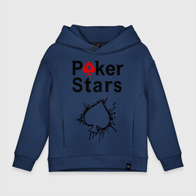 Детское худи Oversize хлопок с принтом Poker Stars в Петрозаводске, френч-терри — 70% хлопок, 30% полиэстер. Мягкий теплый начес внутри —100% хлопок | боковые карманы, эластичные манжеты и нижняя кромка, капюшон на магнитной кнопке | Тематика изображения на принте: pokerstars