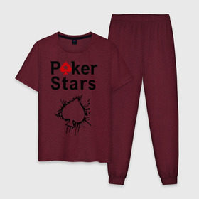 Мужская пижама хлопок с принтом Poker Stars в Петрозаводске, 100% хлопок | брюки и футболка прямого кроя, без карманов, на брюках мягкая резинка на поясе и по низу штанин
 | Тематика изображения на принте: pokerstars