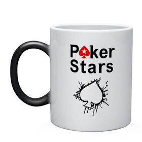 Кружка хамелеон с принтом Poker Stars в Петрозаводске, керамика | меняет цвет при нагревании, емкость 330 мл | pokerstars
