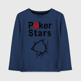 Детский лонгслив хлопок с принтом Poker Stars в Петрозаводске, 100% хлопок | круглый вырез горловины, полуприлегающий силуэт, длина до линии бедер | Тематика изображения на принте: pokerstars