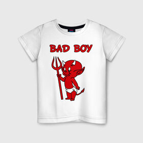 Детская футболка хлопок с принтом bad boy в Петрозаводске, 100% хлопок | круглый вырез горловины, полуприлегающий силуэт, длина до линии бедер | b boy | bad | boy | парень | прикольные картинки | черт | чертик
