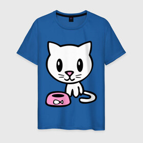 Мужская футболка хлопок с принтом Милый котенок в Петрозаводске, 100% хлопок | прямой крой, круглый вырез горловины, длина до линии бедер, слегка спущенное плечо. | 