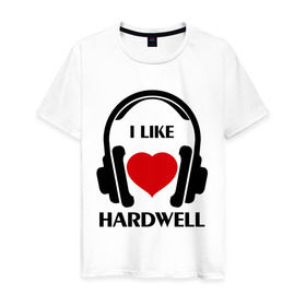 Мужская футболка хлопок с принтом Мне нравится Hardwell в Петрозаводске, 100% хлопок | прямой крой, круглый вырез горловины, длина до линии бедер, слегка спущенное плечо. | Тематика изображения на принте: dj | hardwel | rnb | к сердцу | клубная музыка | клубные | любовь к музыка | мне нравится | мне нравится hardwell | музыка
