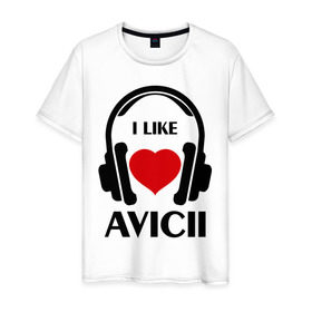 Мужская футболка хлопок с принтом Мне нравится Avicii в Петрозаводске, 100% хлопок | прямой крой, круглый вырез горловины, длина до линии бедер, слегка спущенное плечо. | dj | rnb | клубная музыка | клубные | мне | мне нравится | мне нравится avicii | музыка