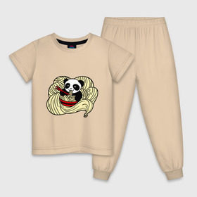 Детская пижама хлопок с принтом панда ест лапшу в Петрозаводске, 100% хлопок |  брюки и футболка прямого кроя, без карманов, на брюках мягкая резинка на поясе и по низу штанин
 | панда