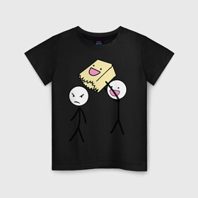 Детская футболка хлопок с принтом оптимист в Петрозаводске, 100% хлопок | круглый вырез горловины, полуприлегающий силуэт, длина до линии бедер | бумажный мешок | мешок | оптимист | позитив и смайлы | приколы