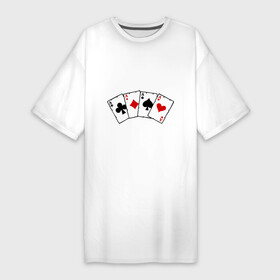 Платье-футболка хлопок с принтом Четыре туза в Петрозаводске,  |  | игра | игральные карты | карты | покер | туз | тузы | четыре туза