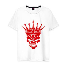 Мужская футболка хлопок с принтом скелет король в Петрозаводске, 100% хлопок | прямой крой, круглый вырез горловины, длина до линии бедер, слегка спущенное плечо. | корона | прикольные картинки | свобода | скелет король | череп | черепа