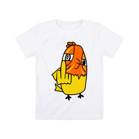 Детская футболка хлопок с принтом дерзкая птица в Петрозаводске, 100% хлопок | круглый вырез горловины, полуприлегающий силуэт, длина до линии бедер | дерзкая птица | животные | прикольные картинки | птица