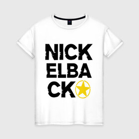 Женская футболка хлопок с принтом Nickelback star в Петрозаводске, 100% хлопок | прямой крой, круглый вырез горловины, длина до линии бедер, слегка спущенное плечо | 