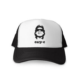 Кепка тракер с сеткой с принтом eazy-e в Петрозаводске, трикотажное полотно; задняя часть — сетка | длинный козырек, универсальный размер, пластиковая застежка | eazy e | rap | зарубежные американский рэпер | кепка | музыка | очки | рэпер