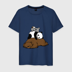 Мужская футболка хлопок с принтом comfort bed - комфортный медведь в Петрозаводске, 100% хлопок | прямой крой, круглый вырез горловины, длина до линии бедер, слегка спущенное плечо. | панда