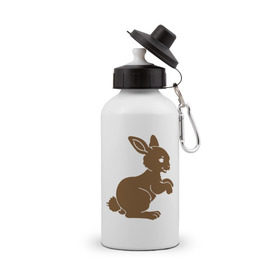 Бутылка спортивная с принтом Зайчик в Петрозаводске, металл | емкость — 500 мл, в комплекте две пластиковые крышки и карабин для крепления | белый кролик | животные | зайчик | кролик | милый зайка