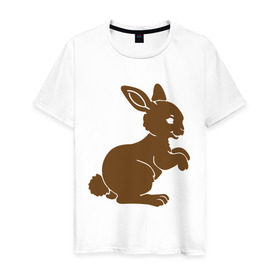Мужская футболка хлопок с принтом Зайчик в Петрозаводске, 100% хлопок | прямой крой, круглый вырез горловины, длина до линии бедер, слегка спущенное плечо. | белый кролик | животные | зайчик | кролик | милый зайка