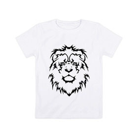 Детская футболка хлопок с принтом Лев - Взгляд в Петрозаводске, 100% хлопок | круглый вырез горловины, полуприлегающий силуэт, длина до линии бедер | голова | голова льва | тату