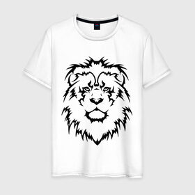 Мужская футболка хлопок с принтом Лев - Взгляд в Петрозаводске, 100% хлопок | прямой крой, круглый вырез горловины, длина до линии бедер, слегка спущенное плечо. | голова | голова льва | тату