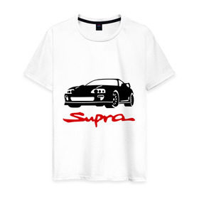 Мужская футболка хлопок с принтом toyota supra в Петрозаводске, 100% хлопок | прямой крой, круглый вырез горловины, длина до линии бедер, слегка спущенное плечо. | toyota | toyota supra | автомобильные | машинка | спорт | тачки