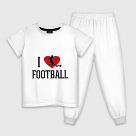 Детская пижама хлопок с принтом Я люблю футбол в Петрозаводске, 100% хлопок |  брюки и футболка прямого кроя, без карманов, на брюках мягкая резинка на поясе и по низу штанин
 | football | футболерывкашники | футболист | я люблю футбол